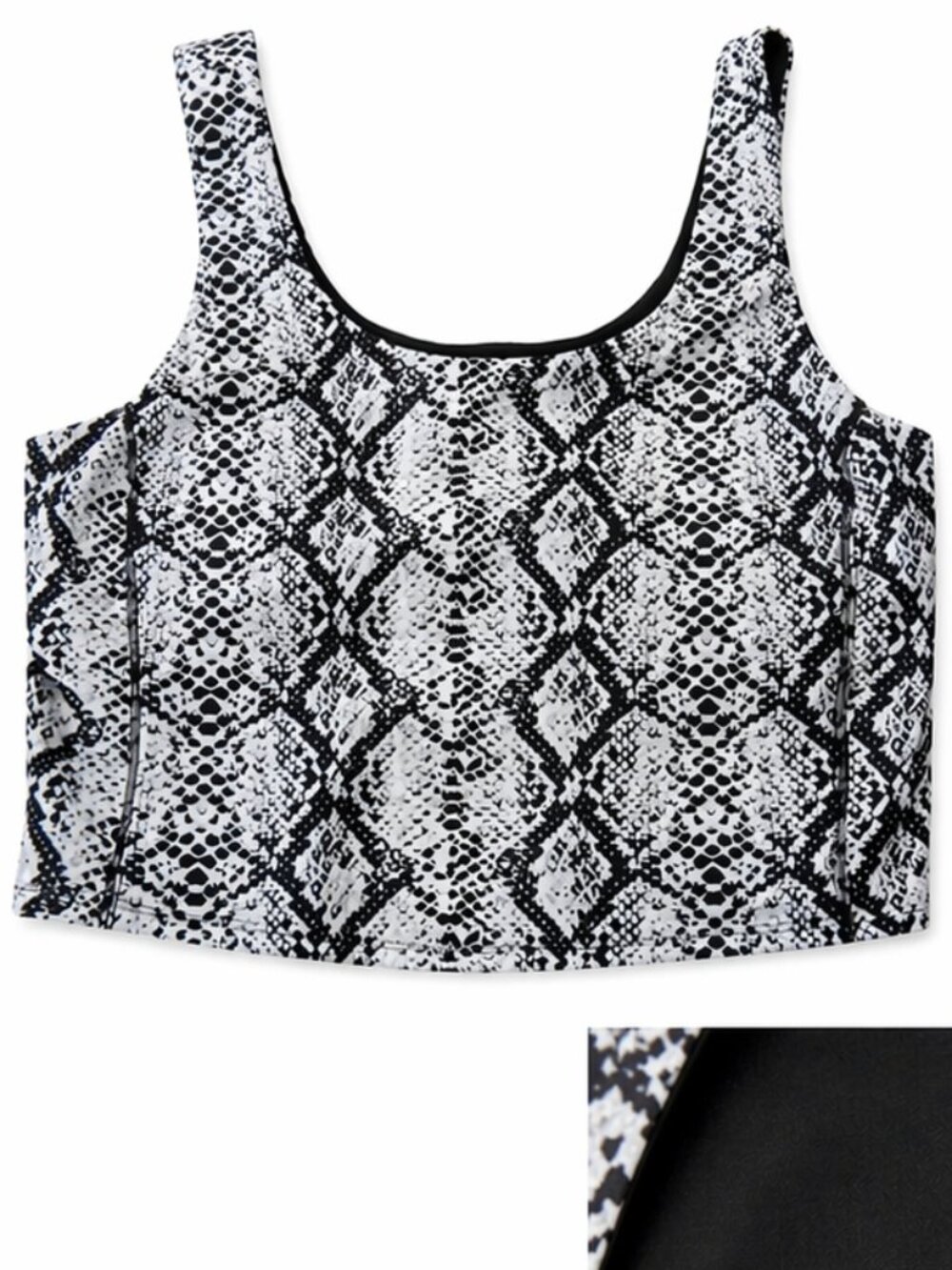 DSG Snakeskin Print Crop Tank Top | Black & White Athletic Bralette | Size L